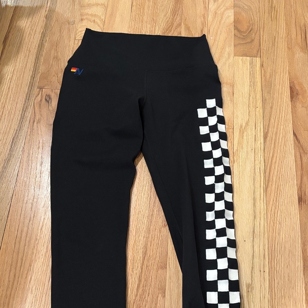 Aviator Nation Black and White Checkered Leggings